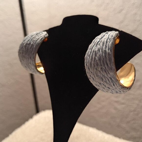 Time and Tru Seashell-themed earrings, blue-wrapped hoop earrings. - Picture 3 of 4